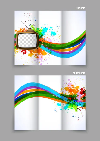 Abstracte gevouwen brochure met tv — Stockvector