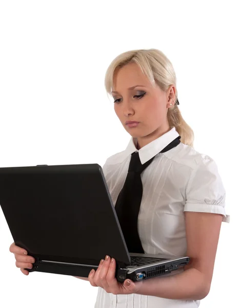 Vrouw met laptop. — Stockfoto