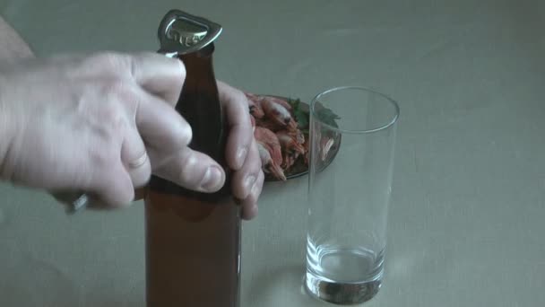 啤酒和虾 — 图库视频影像