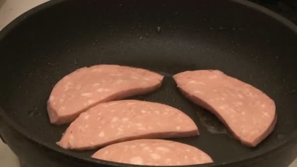 Boiled sausage. — Stock Video