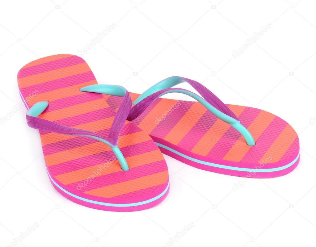 Pair of striped flip-flop sandals
