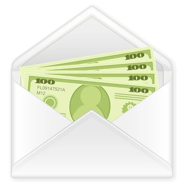 Enveloppe avec billets de banque — Image vectorielle