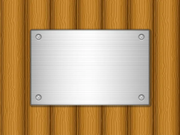 Placa de madeira e placa de metal —  Vetores de Stock