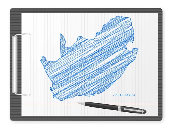 Appunti Sudafrica mappa — Vettoriale Stock