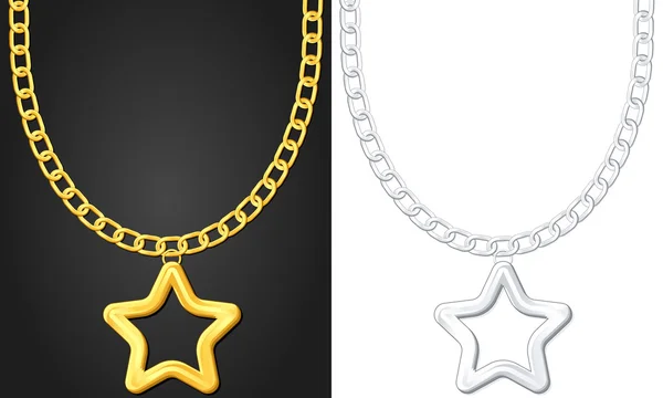 Necklace with star symbol — Stock Vector