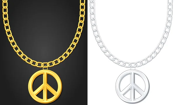 Necklace with peace symbol — Stock Vector