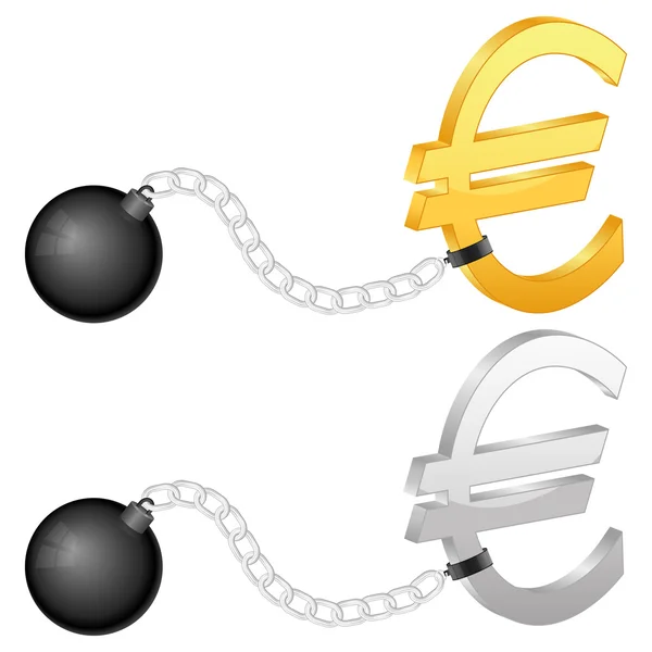 Shackles with euro symbol — Stock Vector