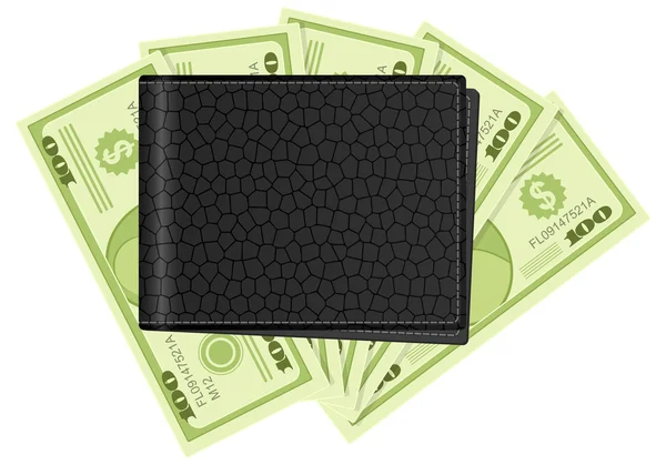 Brieftasche und Dollarnoten — Stockvektor
