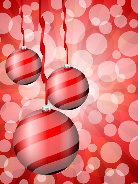 Bolas de Navidad abstracto bokeh rojo — Vector de stock