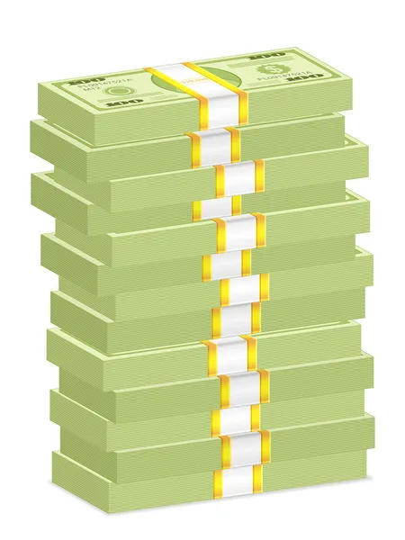 Piles de billets en dollars — Image vectorielle