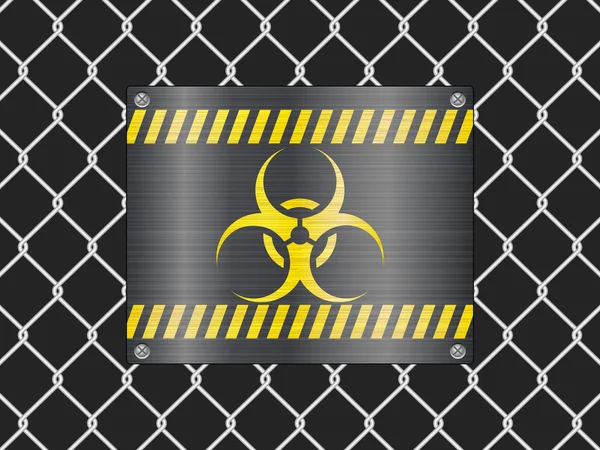 Wire fence and biohazard sign — Stock Vector