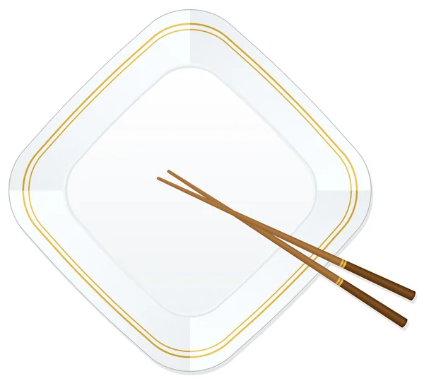 Chopsticks and plate — Stock Vector