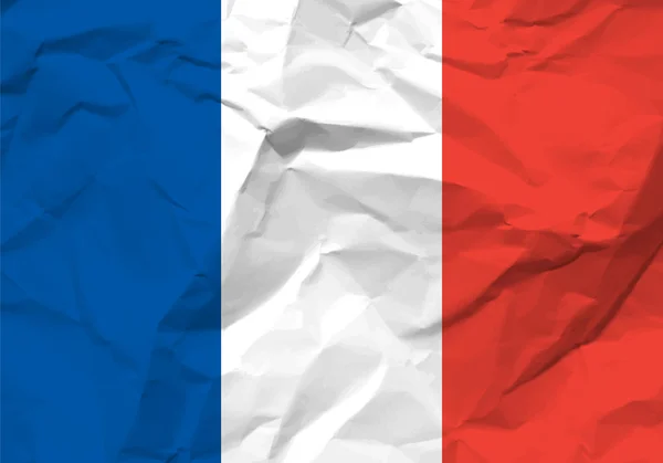 Skrynkligt papper Frankrike flagga — Stock vektor