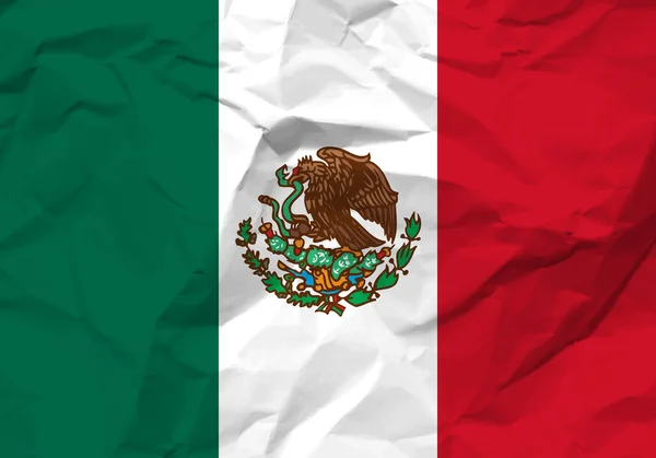 Verfrommeld papier mexico vlag — Stockvector