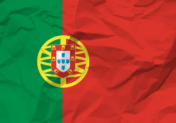 弄皱的纸葡萄牙国旗 — 图库矢量图片