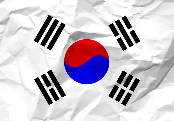 Papel enrugado Bandeira da Coreia do Sul —  Vetores de Stock