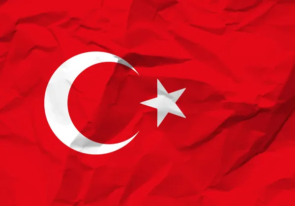 Skrynkligt papper Turkiet flagga — Stock vektor
