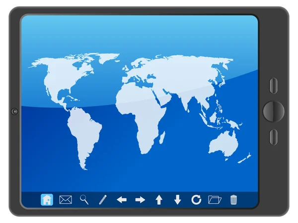 PC tablet with world map — Stock Vector