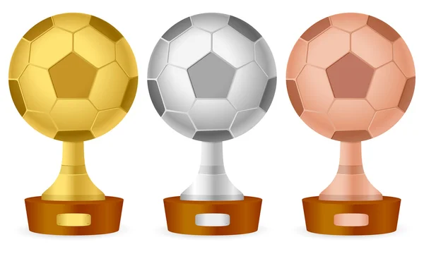 Conjunto trofeo de fútbol — Vector de stock