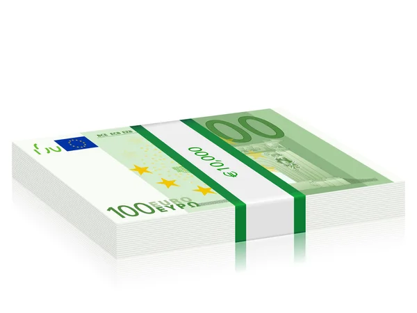 Pilha de cem euros — Vetor de Stock