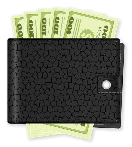 Brieftasche mit Dollarschein — Stockvektor