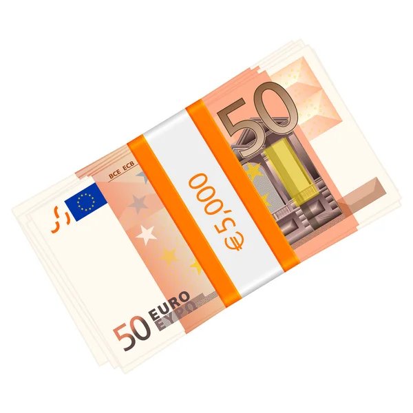 Confezione da cinquanta euro — Vettoriale Stock