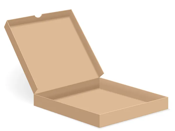 Brown pizza box open — Stock Vector