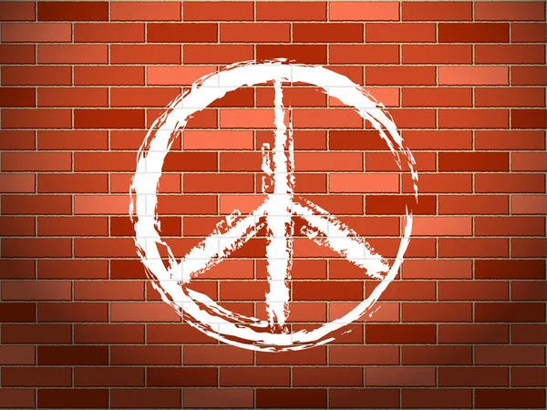 Muro de ladrillo y símbolo de paz — Vector de stock