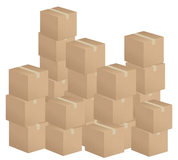 Cajas de cartón pila — Vector de stock