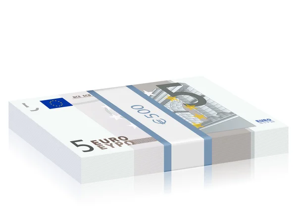 Vijf euro stapel — Stockvector