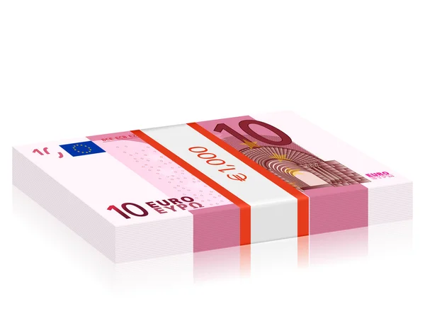 Tien euro stapel — Stockvector