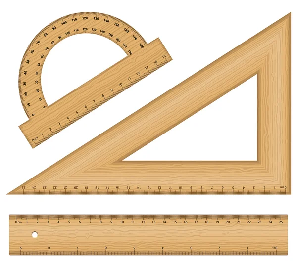 Instrumentos de regla de madera — Vector de stock