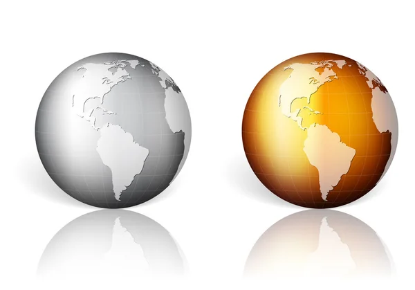 Gold silver world globe — Stock Vector