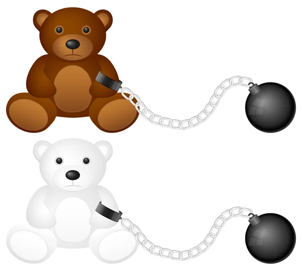 Shackles with teddy bear — Stock Vector