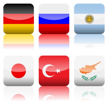 4 kare ülke bayrakları Icon set