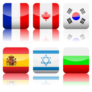 5 kare ülke bayrakları Icon set