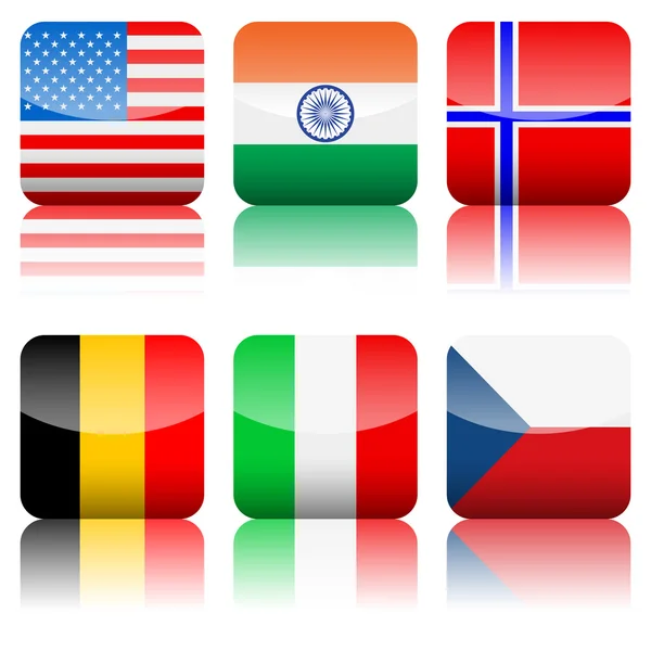 Fyrkantiga nationsflaggor Ikonuppsättning 2 — Stock vektor