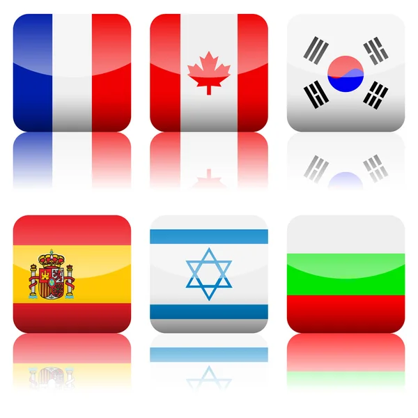 Square national flags icon set 5 — Stock Vector