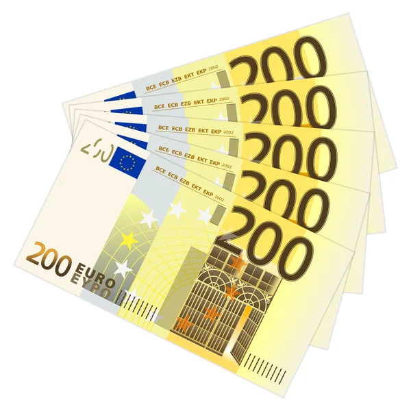 Doscientos billetes en euros — Vector de stock