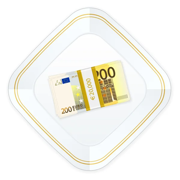 Teller und 200-Euro-Packung — Stockvektor