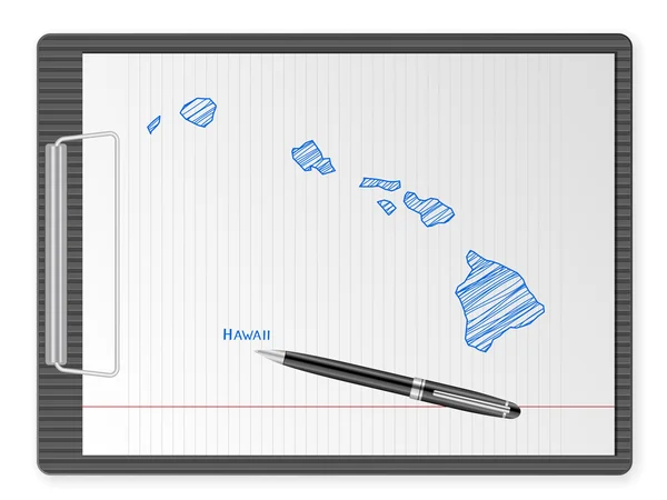 Portapapeles Hawaii mapa — Archivo Imágenes Vectoriales