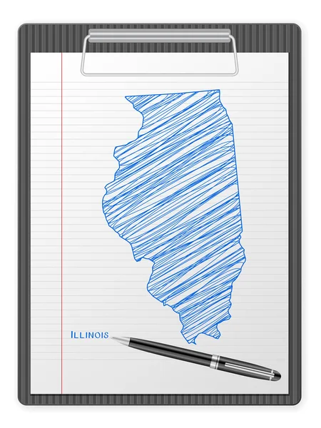 Portapapeles Illinois mapa — Archivo Imágenes Vectoriales