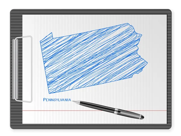 Portapapeles Pensilvania mapa — Vector de stock