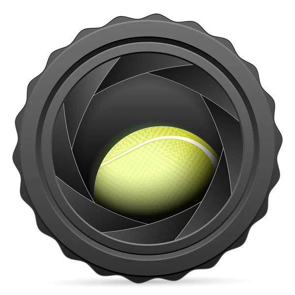 Camera sluiter met tennisbal — Stockvector