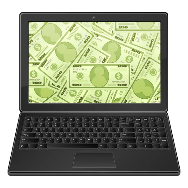 Laptop ve Doları arka plan — Stok Vektör