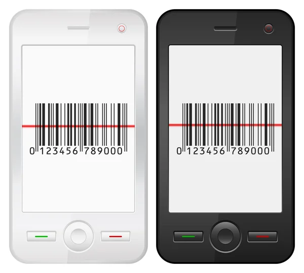 Mobilní telefon a čárový kód — Stockový vektor