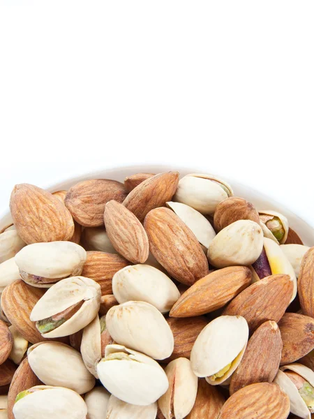 Bowl with almonds and pistachios 4 — Stock Photo, Image