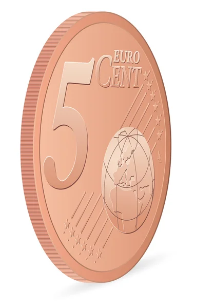 Öt euró cent — Stock Vector