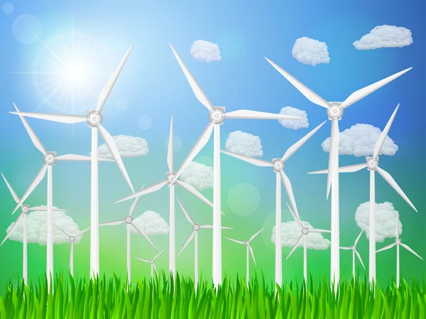 Wind generators landscape — Stock Vector