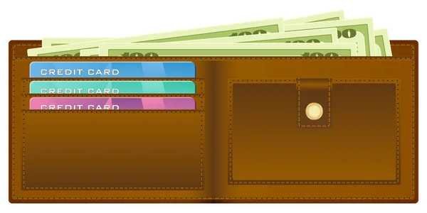 Wallet with money — Stock Vector